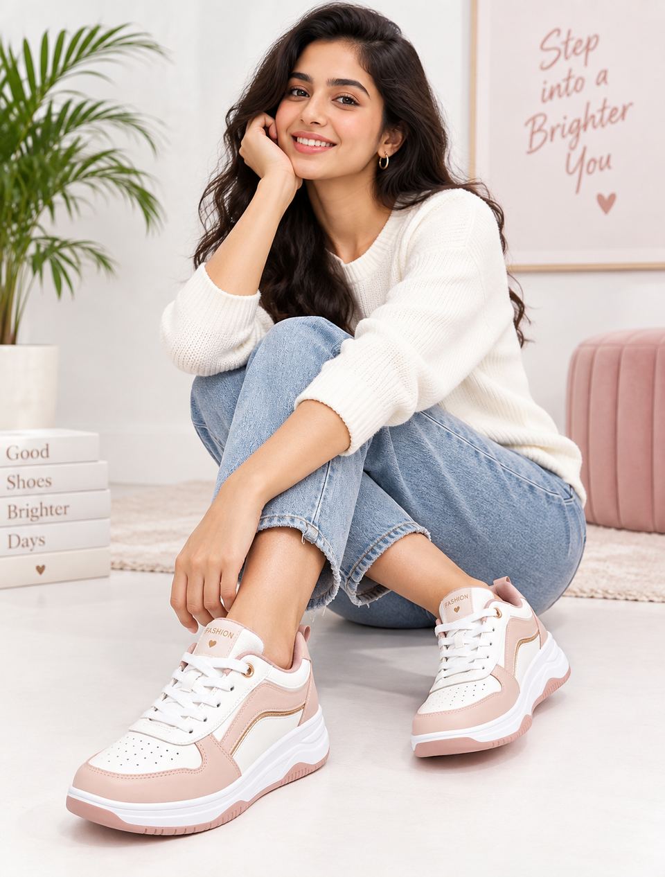 The same sneakers worn and styled