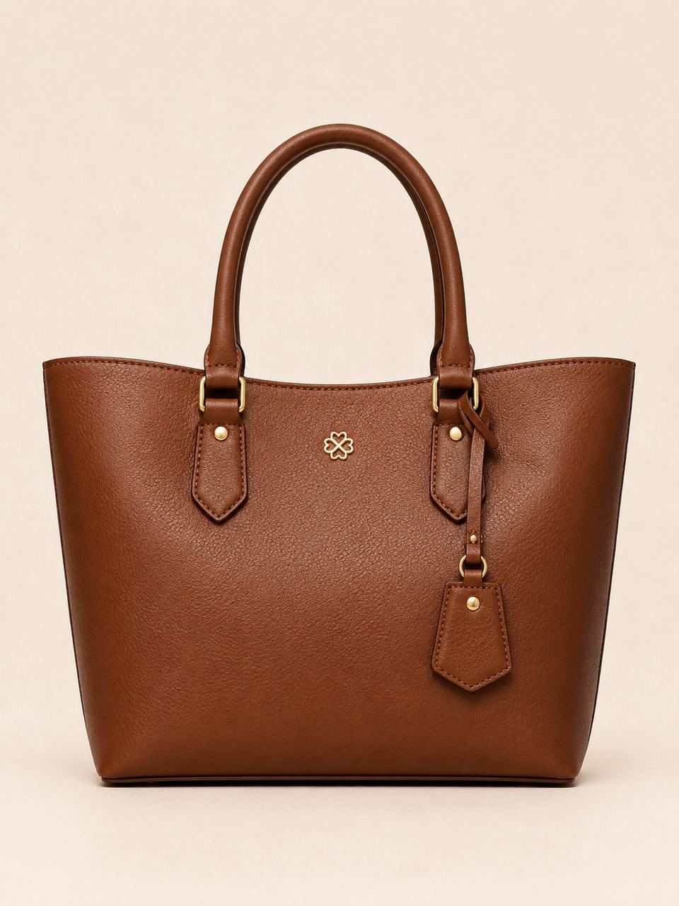 Front view of the tan tote